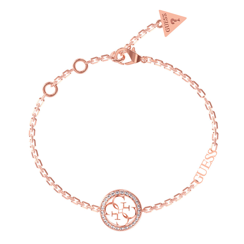 Guess Rose Gold Plated 4G & Cubic Zirconia Coin Bracelet