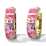Guess Yellow Gold Plated 35mm Jungle Print Hoop Earrings
