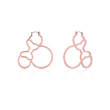 Load image into Gallery viewer, Disney Rose Gold Plated Stainless Steel Minnie Mouse Outline 60mm Hoop Earrings