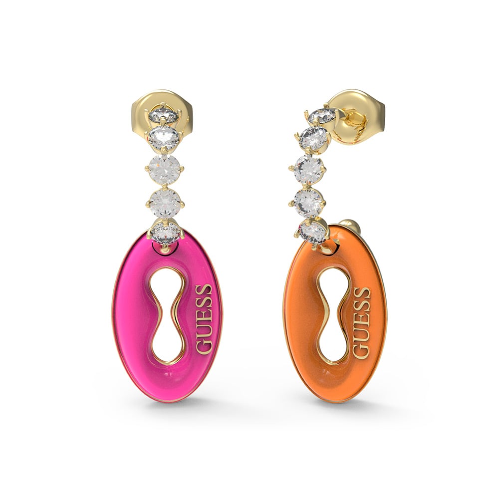 Guess Gold Plated Stainless Steel 30mm Pendant Rainbow Earrings