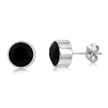 Load image into Gallery viewer, Stainless Steel Black Stone 7mm Stud Earrings