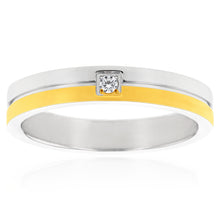 Load image into Gallery viewer, Stainless Steel Two Tone Cubic Zirconia Ring