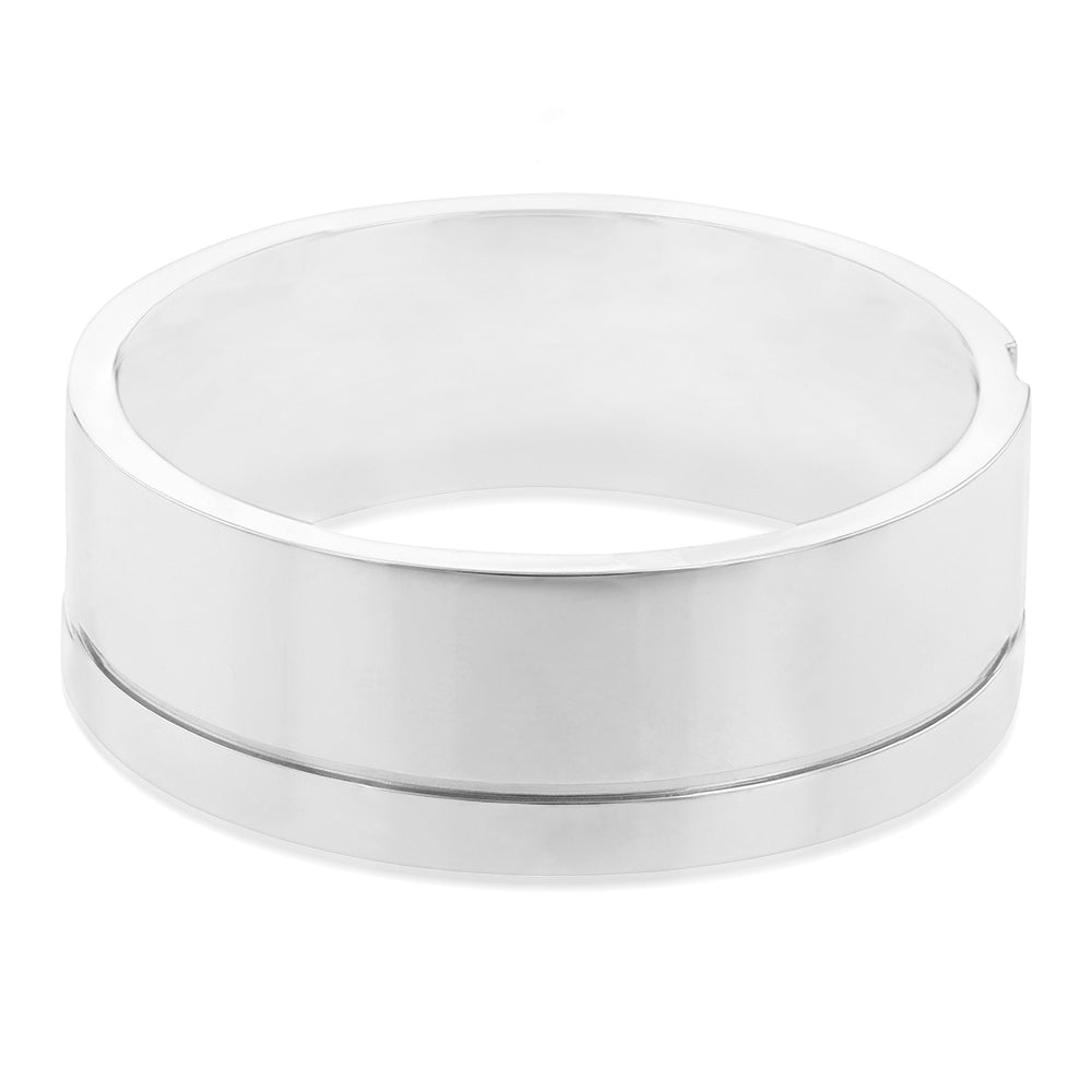 Stainless Steel Cubic Zirconia On 8mm Wide Matt Finish Ring