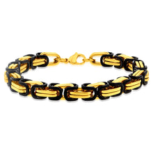 Load image into Gallery viewer, Stainless Steel And Yellow Gold Plated Fancy Links 23.5cm Bracelet