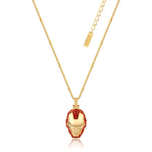 Load image into Gallery viewer, Disney Stainless Steel 14ct Yellow Gold Plated Iron Man Crystal Pendant On 45cm Chain