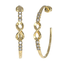 Load image into Gallery viewer, Guess Stainless Steel Gold Plated 50mm Infinity Hoop Earrings