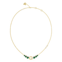 Load image into Gallery viewer, Guess Stainless Steel Gold Plated &quot;G&quot; Logo Emerald Stone Pendant On 16-18&quot; Chain