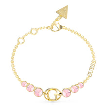 Load image into Gallery viewer, Guess Stainless Steel Gold Plated G Logo Rose Stone Bracelet