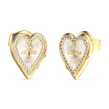 Load image into Gallery viewer, Guess Stainless Steel Gold Plated 14mm Heart Stud Earrings