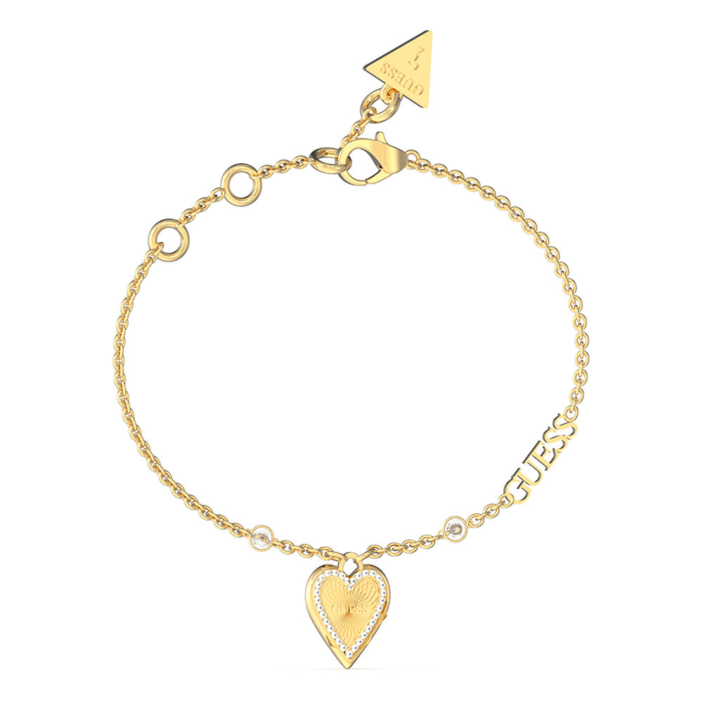Guess Stainless Steel Gold Plated Single Heart Bracelet
