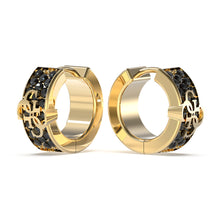 Load image into Gallery viewer, Guess Stainless Steel Gold Plated 4G Black Pave Staud Earrings