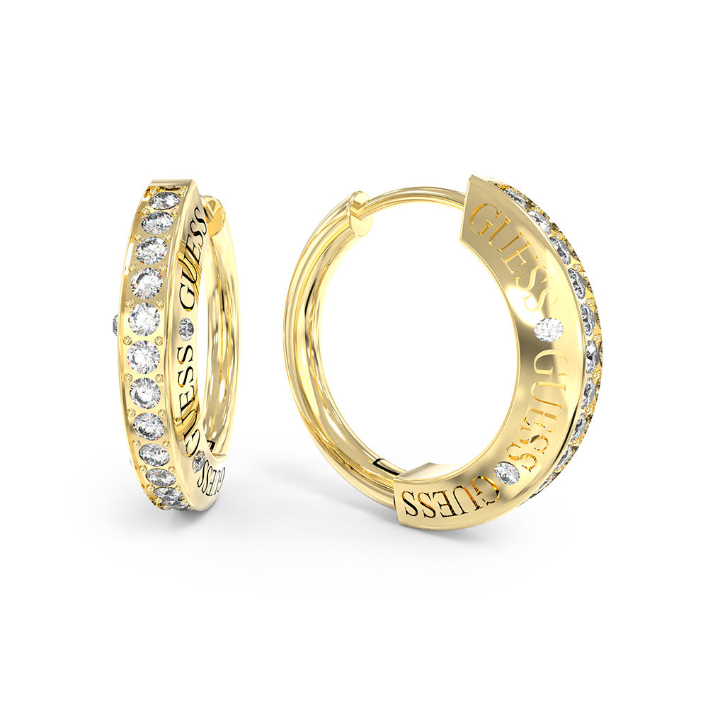 Earrings Creole 35 Stainless Steel & Crystals Gold Crystal – COEUR DE