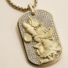 Load image into Gallery viewer, Disney Minnie Mouse Glass Crystal Pave Glitz Dogtag Pendant On Chain 100th Disney Anniversary
