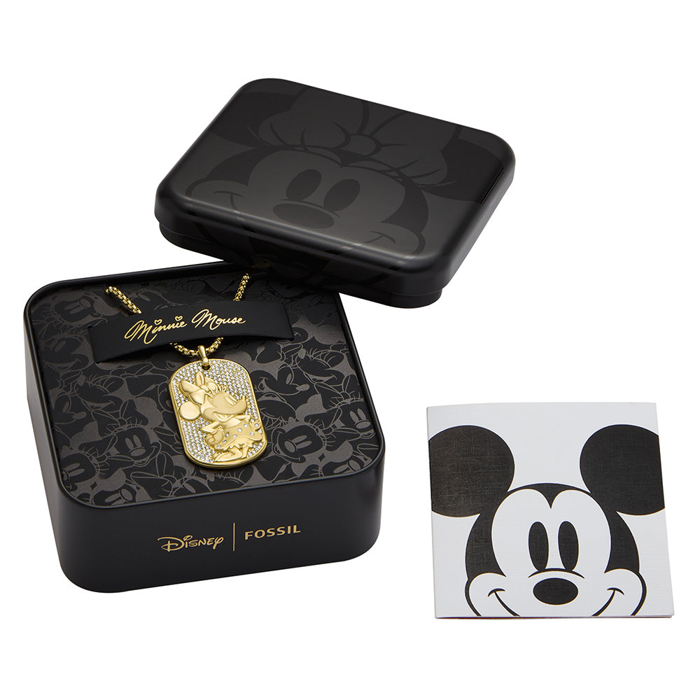 Disney Minnie Mouse Glass Crystal Pave Glitz Dogtag Pendant On Chain 100th Disney Anniversary