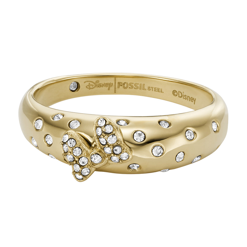Minnie Ring Disney Minnie Mouse Gold Plated Stainless Steel Glass Crystal Bow Dome ...