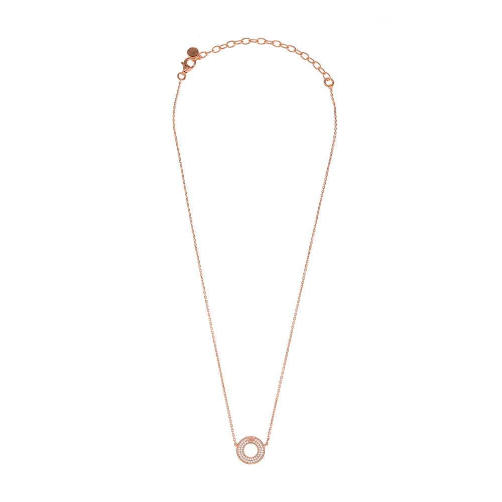 Emporio Armani Rose Gold Plated Sterling Silver Key Basics CZ Pendant On Chain
