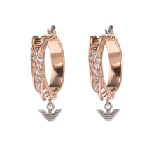 Load image into Gallery viewer, Emporio Armani Rose Gold Plated Stainless Steel Sentimental Logo Hoop Earrings