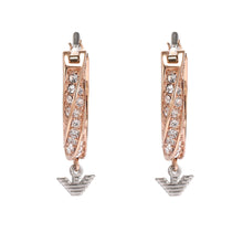 Load image into Gallery viewer, Emporio Armani Rose Gold Plated Stainless Steel Sentimental Logo Hoop Earrings