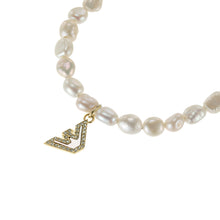 Load image into Gallery viewer, Emporio Armani Gold Plated Stainless Steel Sentimental Logo White Beads Bracelet