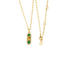 Load image into Gallery viewer, Michael Kors 14ct Yellow Gold Plated Brass Malachite Acetate Dog Tag Pendant with Chain