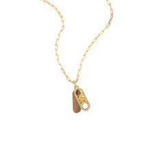 Load image into Gallery viewer, Michael Kors 14ct Yellow Gold Plated Brass Tiger&#39;s Eye Dog Tag Pendant with Chain