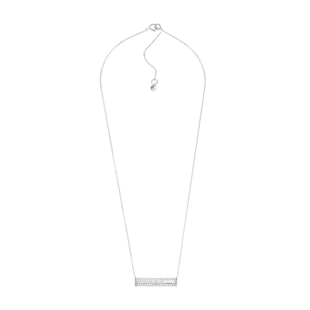 Michael Kors Sterling Silver Tapered Baguette Bar Earrings And Pendant With Chain Set