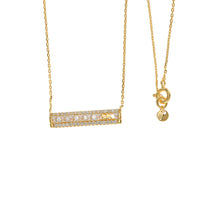 Load image into Gallery viewer, Michael Kors 14ct Yellow Gold Plated Sterling Silver Tapered Baguette Bar Earring &amp; Pendant Chain Set