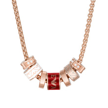 Load image into Gallery viewer, Emporio Armani Rose Gold Plated Stainless Steel Red Lacquer Components Pendant With Chain