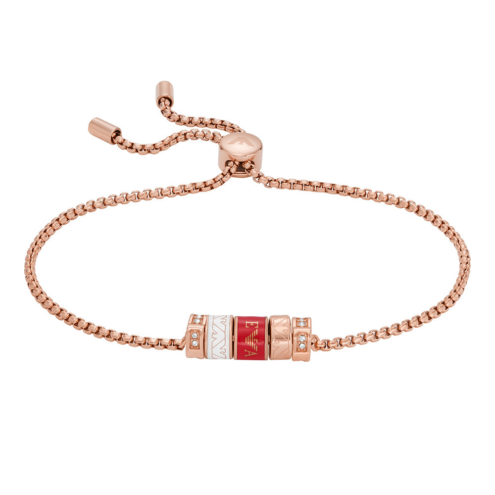 Emporio Armani Rose Gold Plated Stainless Steel Red Lacquer Components  Bracelet