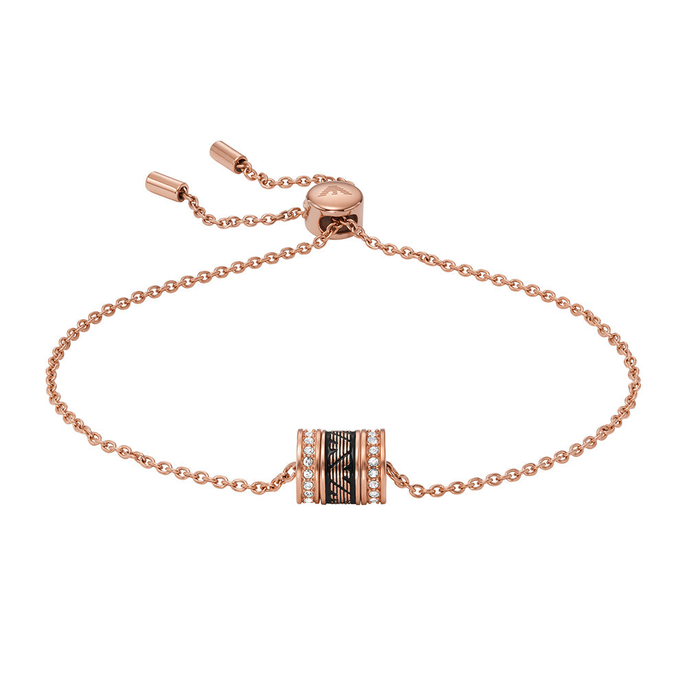 Emporio Armani Rose Gold Plated Stainless Steel Black Lacquer Components  Bracelet