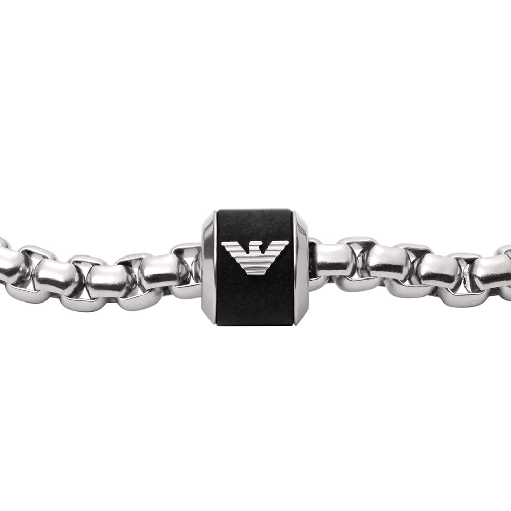 Emporio Armani Stainless Steel Black Marble Bracelet