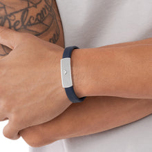 Load image into Gallery viewer, Emporio Armani Stainless Steel Blue Leather ID Bracelet