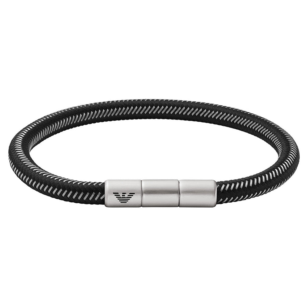 Emporio Armani Stainless Steel Black Nylon Bracelet