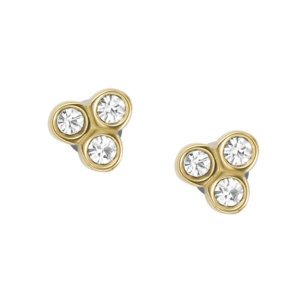 Fossil Yellow Gold Plated Stainless Steel Sadie Trio Glitz Stud Earring