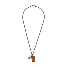Load image into Gallery viewer, Emporio Armani Stainless Steel Brown Tiger&#39;s Eye Black Eagle Dog Tag Pendant On Chain