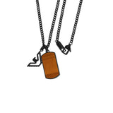 Emporio Armani Stainless Steel Brown Tiger's Eye Black Eagle Dog Tag Pendant On Chain