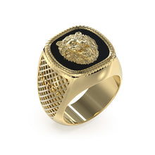 Load image into Gallery viewer, Guess Men&#39;s Jewellery Gold Plated Stainless Steel Lion 18mm Signet Ring
