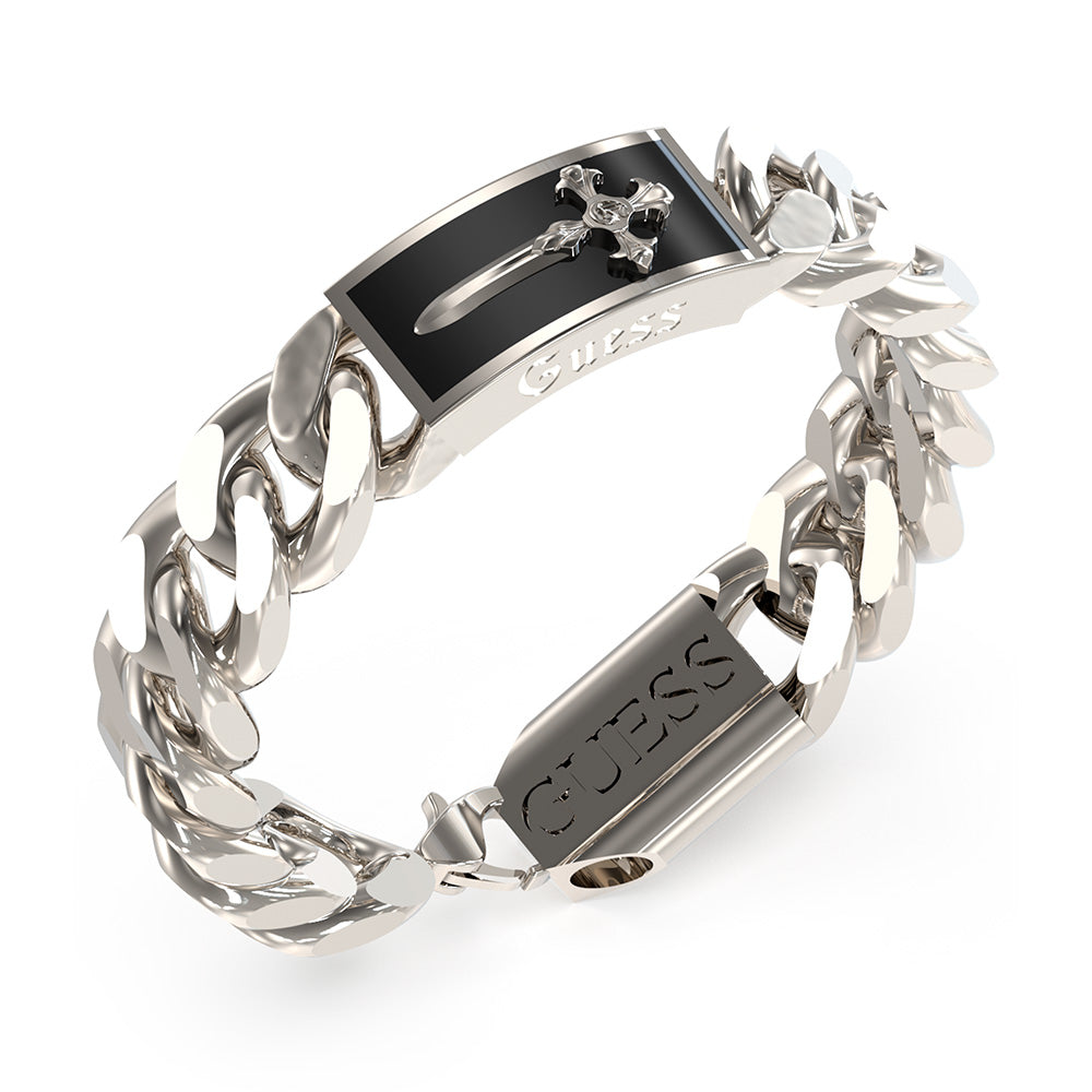 Guess Men's Jewellery Stainless Steel Shield Tag Bracelet