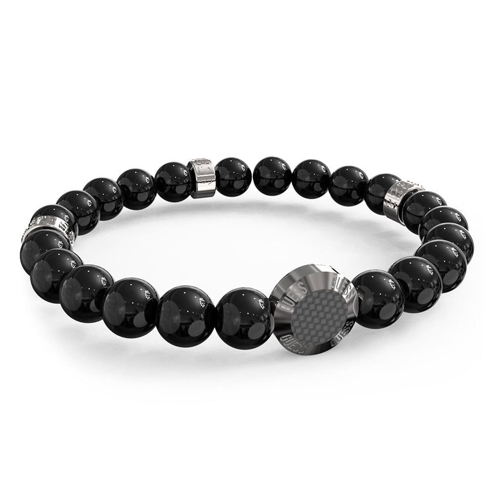 Guess Men's Jewellery Stainless Steel Carbon Fiber Beads Bracelet