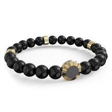 Load image into Gallery viewer, Guess Men&#39;s Jewellery Gold-Plated Stainless-Steel Carbon Fiber Beads Bracelet