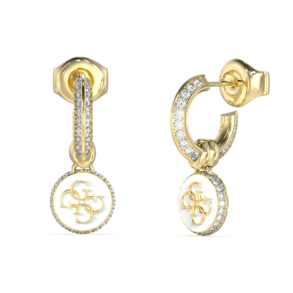Guess Gold Plated Stainless Steel 25mm 4G Logo Knot Huggies Earrings