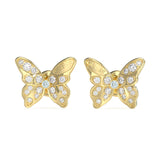 Guess Gold Plated Stainless Steel 12mm Pave Butterfly Stud Earrings
