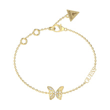 Load image into Gallery viewer, Guess Gold Plated Stainless Steel Pave Butterfly Bracelet
