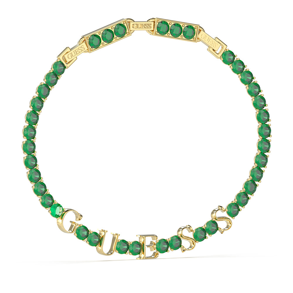 Guess Gold-Plated Stainless-Steel Green Tennis Bracelet