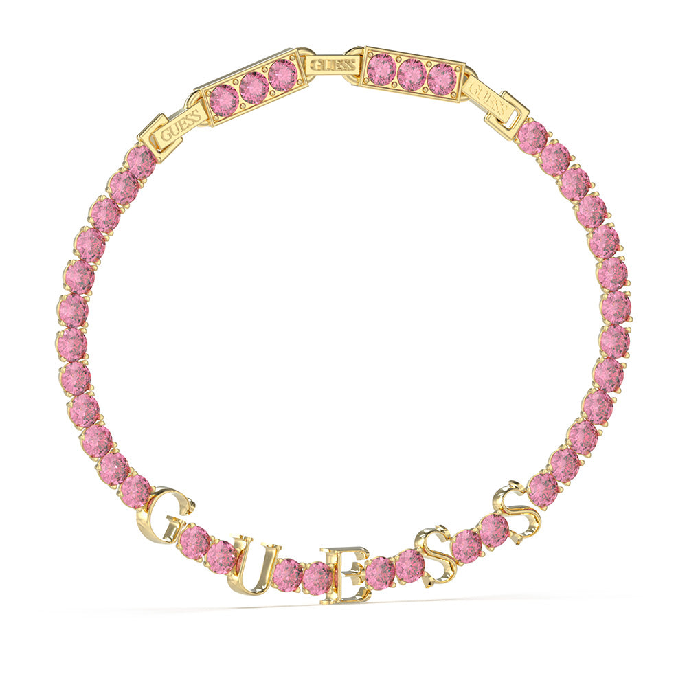 Guess Gold-Plated Stainless-Steel Pink Tennis Bracelet