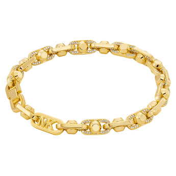 Michael Kors Gold Plated Brass Astor Link Pave 7.5" Bracelet