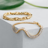 Michael Kors Gold Plated Brass Astor Link Pave 7.5" Bracelet