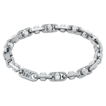 Michael Kors Silver Plated Brass Astor Link Pave 7.5" Bracelet