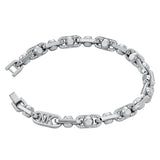 Michael Kors Silver Plated Brass Astor Link Pave 7.5" Bracelet