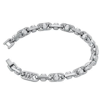 Michael Kors Silver Plated Brass Astor Link Pave 7.5" Bracelet